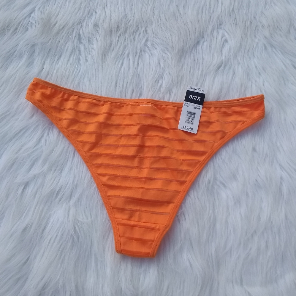 Body Form Nectarine Colored Striped Thong Panties Woman's Size 9/2X
